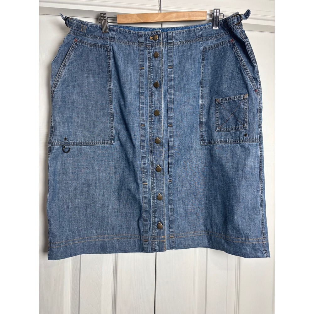 Vintage Lauren Jeans Co Denim Skirt Y2K Button Front Utility Women's 18